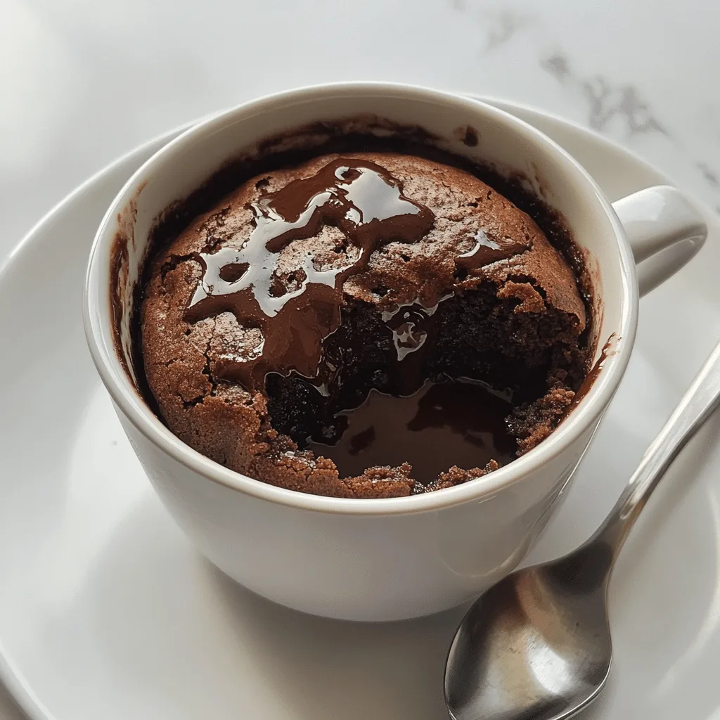 almond flour brownie in a mug on cozy kitchen counter