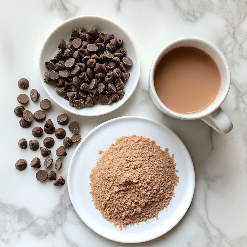  ingredients for almond flour brownie in a mug