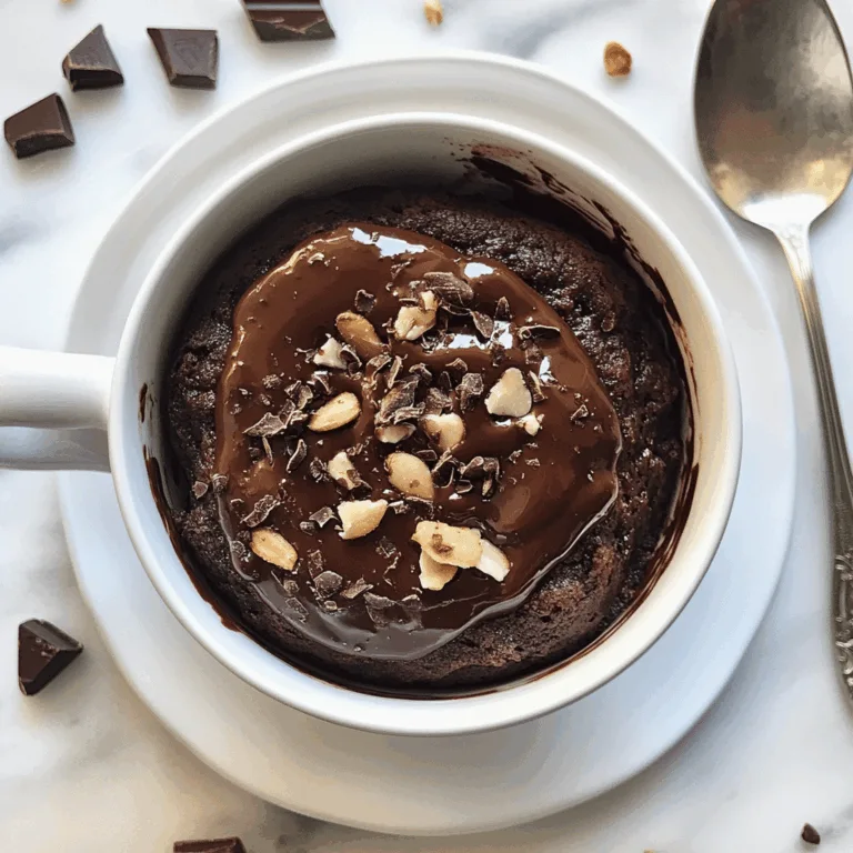 almond flour brownie in a mug ready to eat