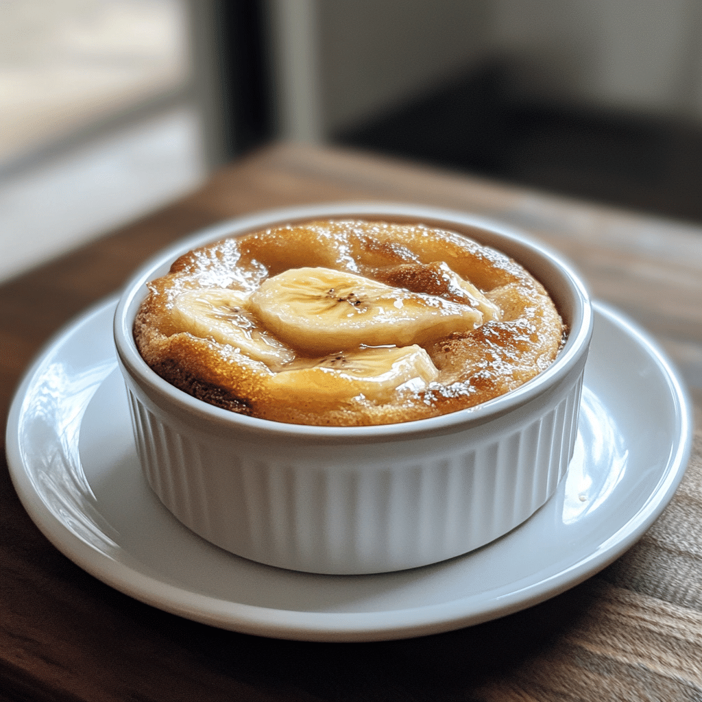 Banana Greek yogurt mug cake ingredients on a kitchen counter