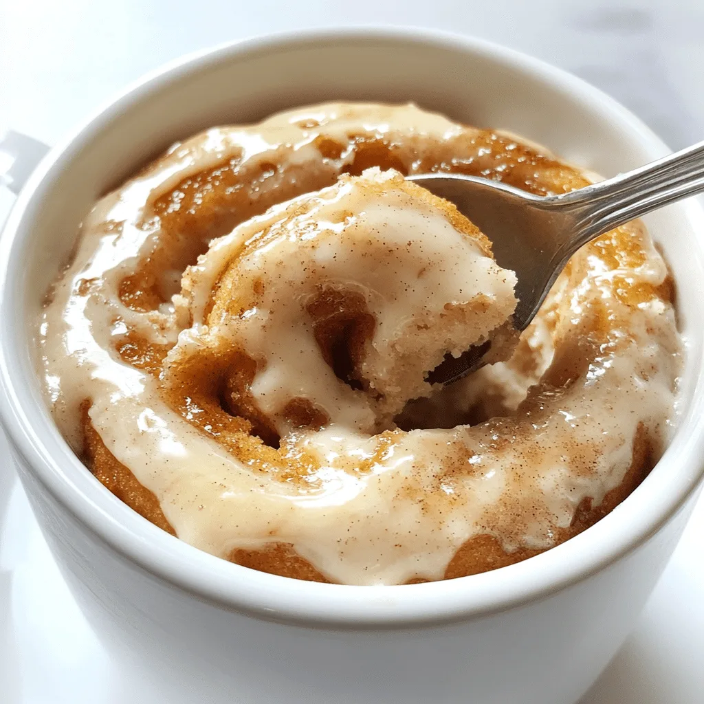 Cinnamon donut mug cake with cinnamon sugar in white mug