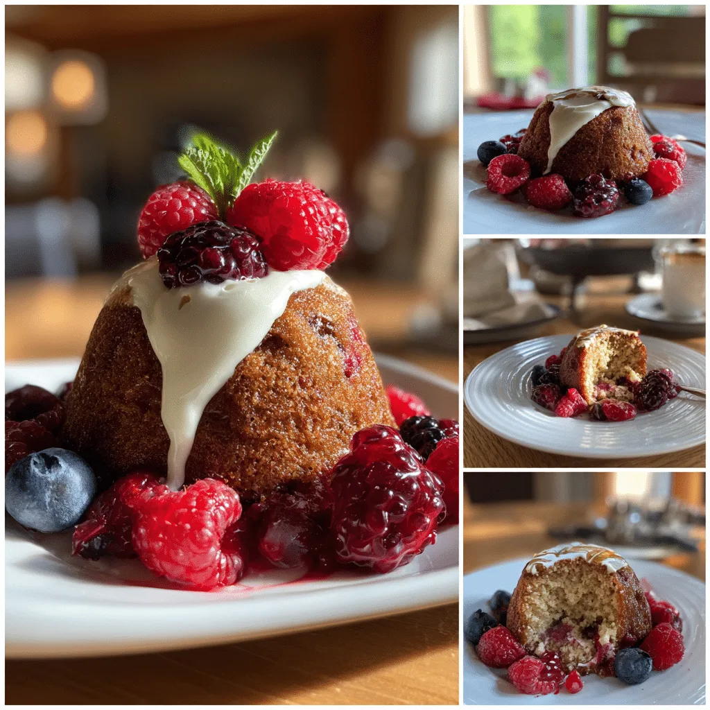 Greek Yogurt Berry Mug Cake in a ceramic mug with berries