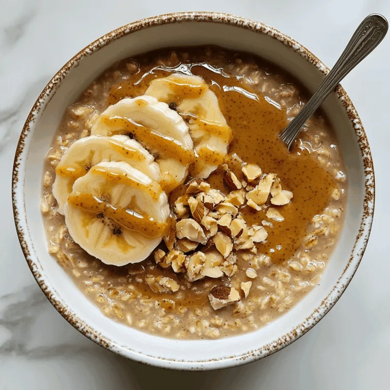 High-protein baked oats mug with banana and nut butter
