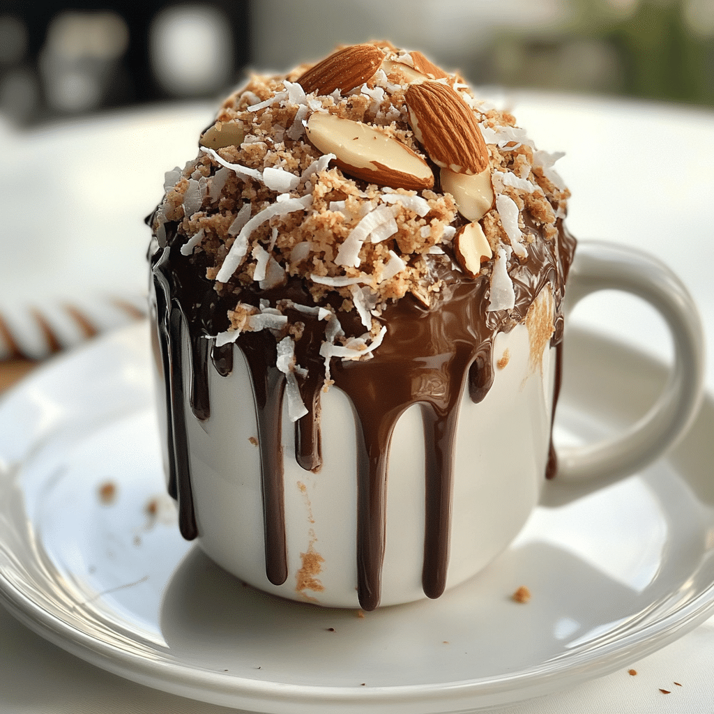 Mug cake next to a window in a cozy night kitchen