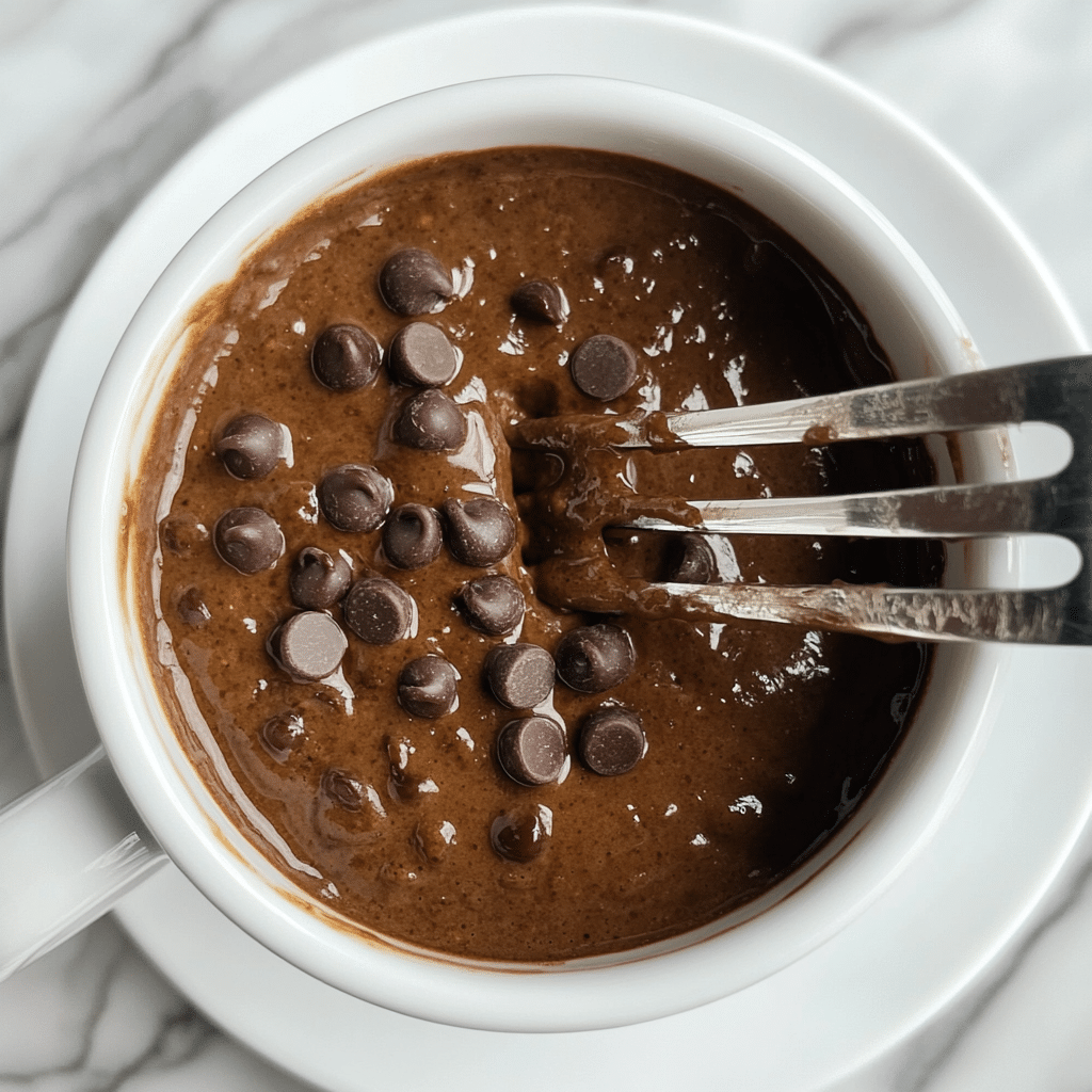 Step-by-step of mixing and making a keto mug cake in a mug