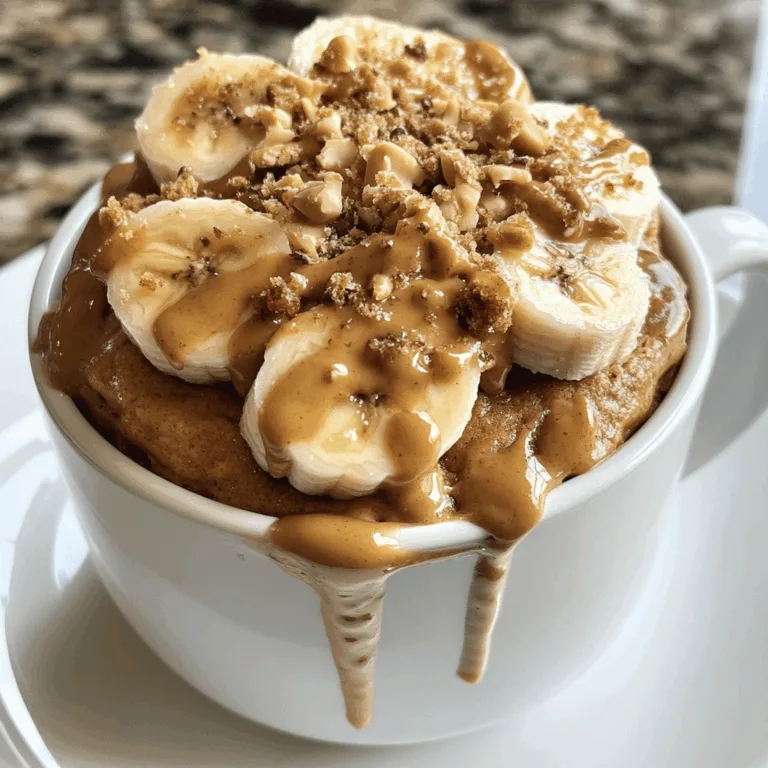 Peanut butter banana mug cake ingredients and final dish
