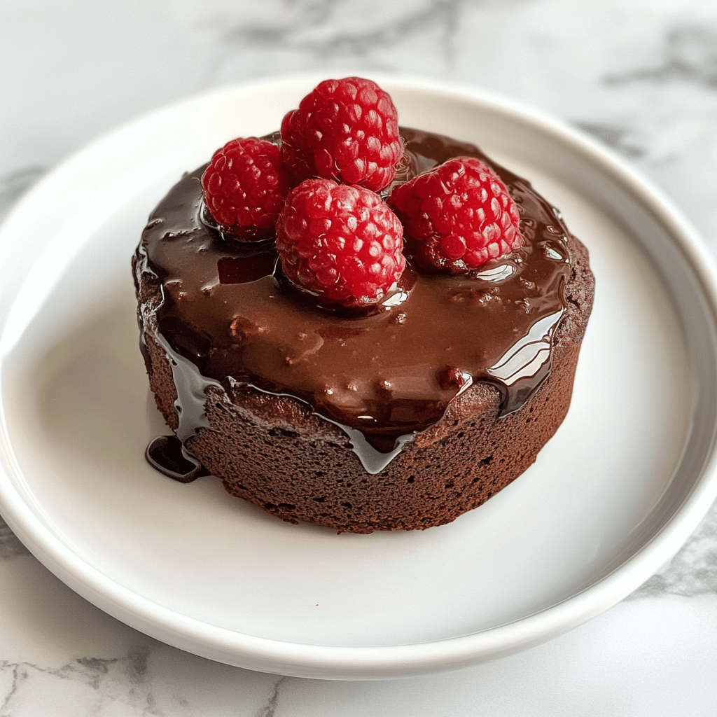 finished protein lava cake mug recipe with chocolate chips and sea salt