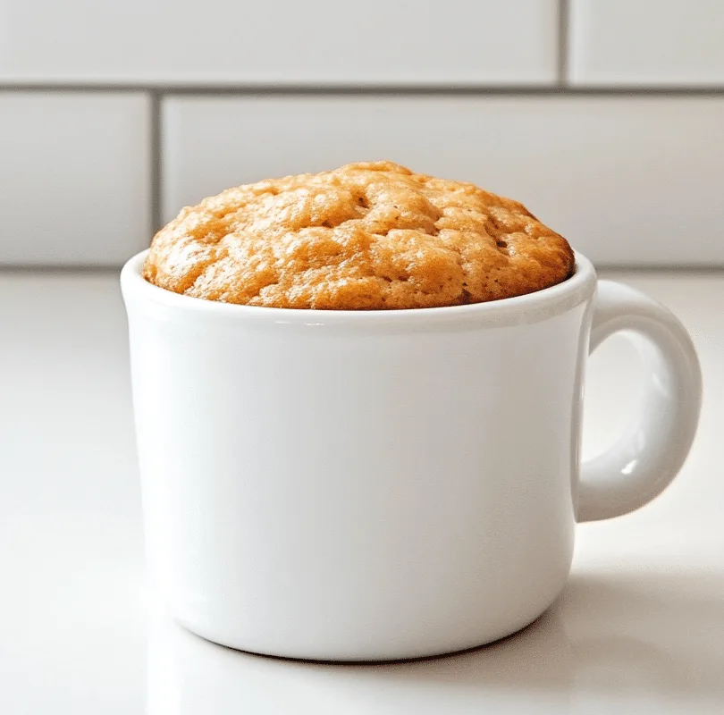 protein muffin in a mug on white background
