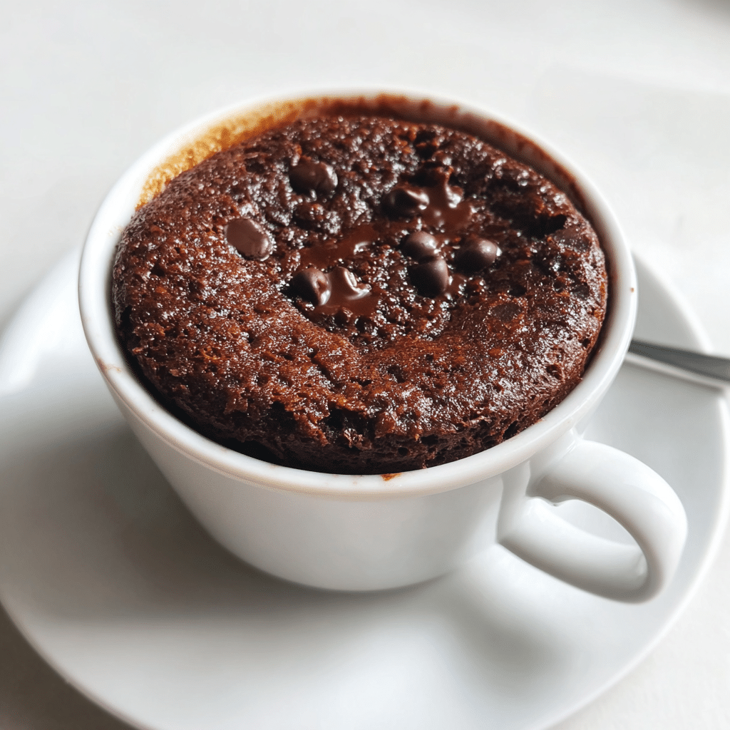 Served 3-Ingredient Easy Brownie Mug with gooey center