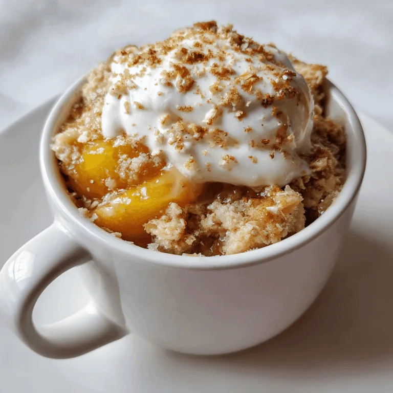 Cottage cheese peach cobbler mug recipe served warm