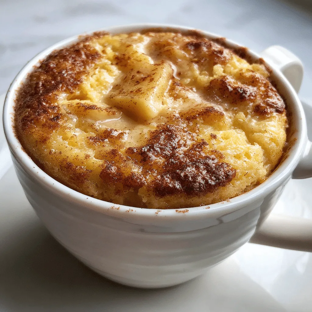 Eggless Apple Mug Cake in a ceramic mug with apple slices and cinnamon