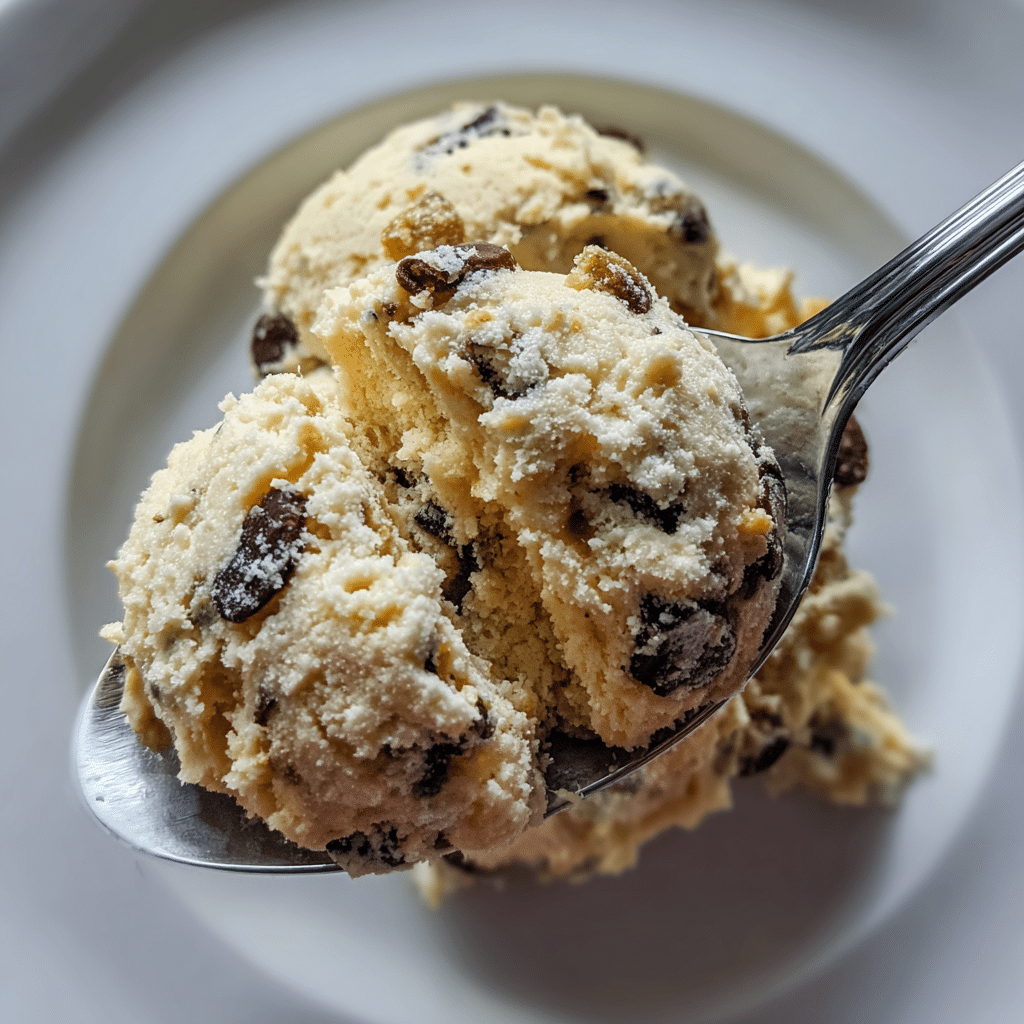 Chilled spoonful of edible cottage cheese cookie dough