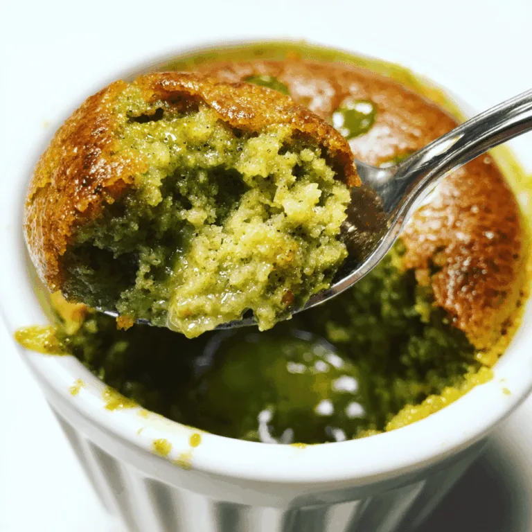 Plated Keto Matcha Mug Cake with whipped cream topping