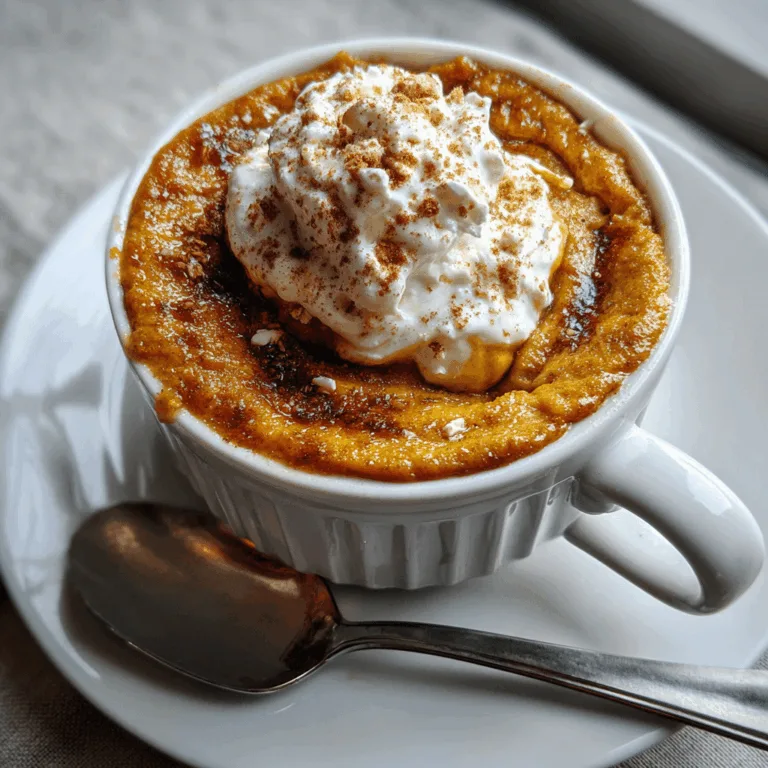 Keto pumpkin pie mug cake with whipped cream