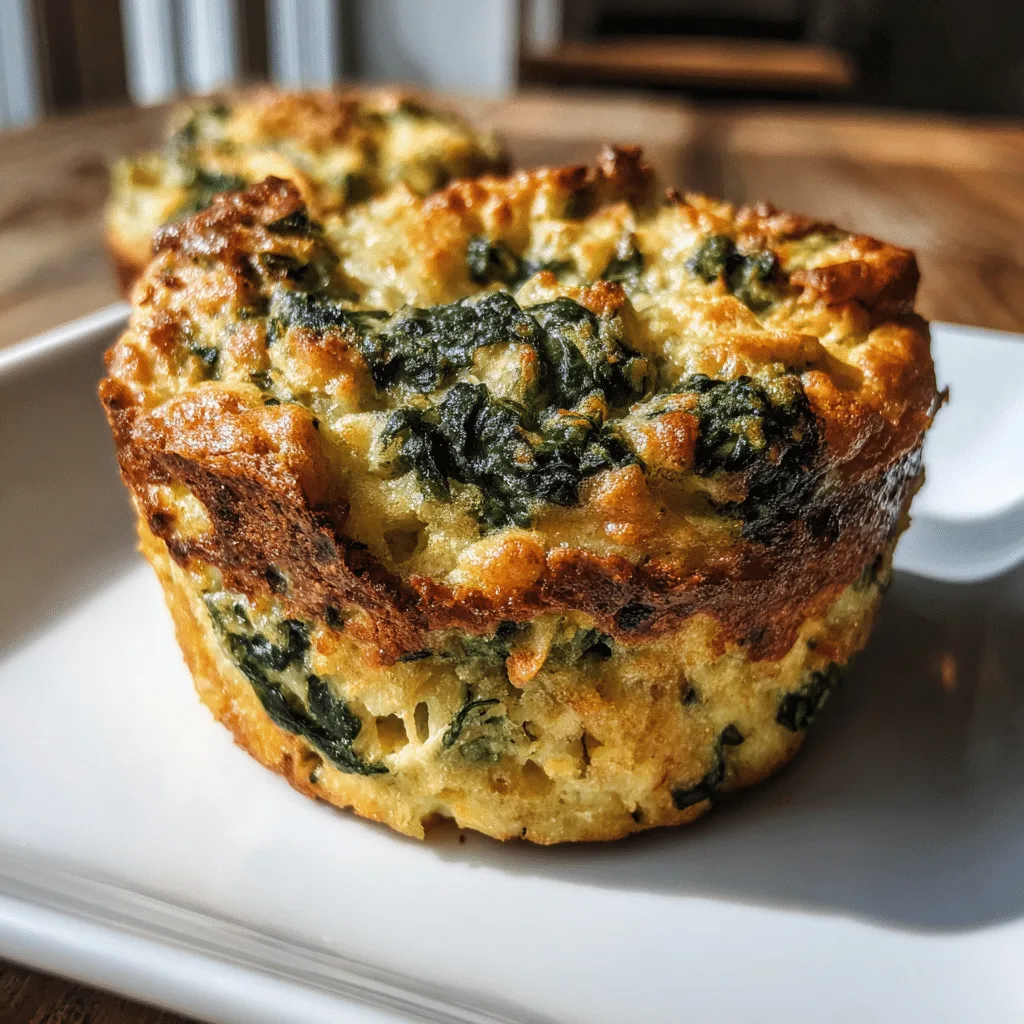 Keto spinach feta mug muffin in white mug on wooden table