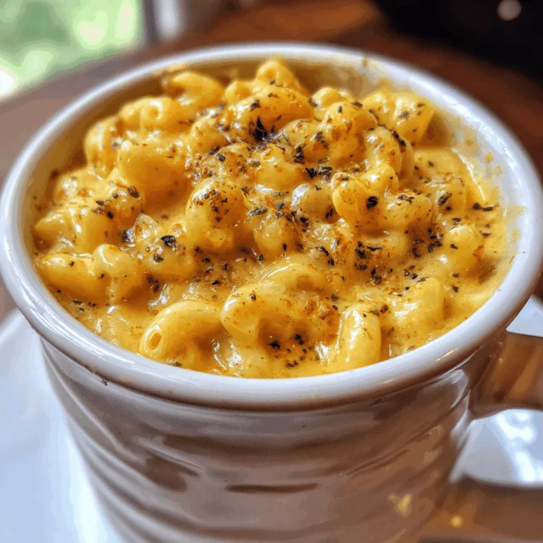 pumpkin mac and cheese in a mug with toasted breadcrumbs