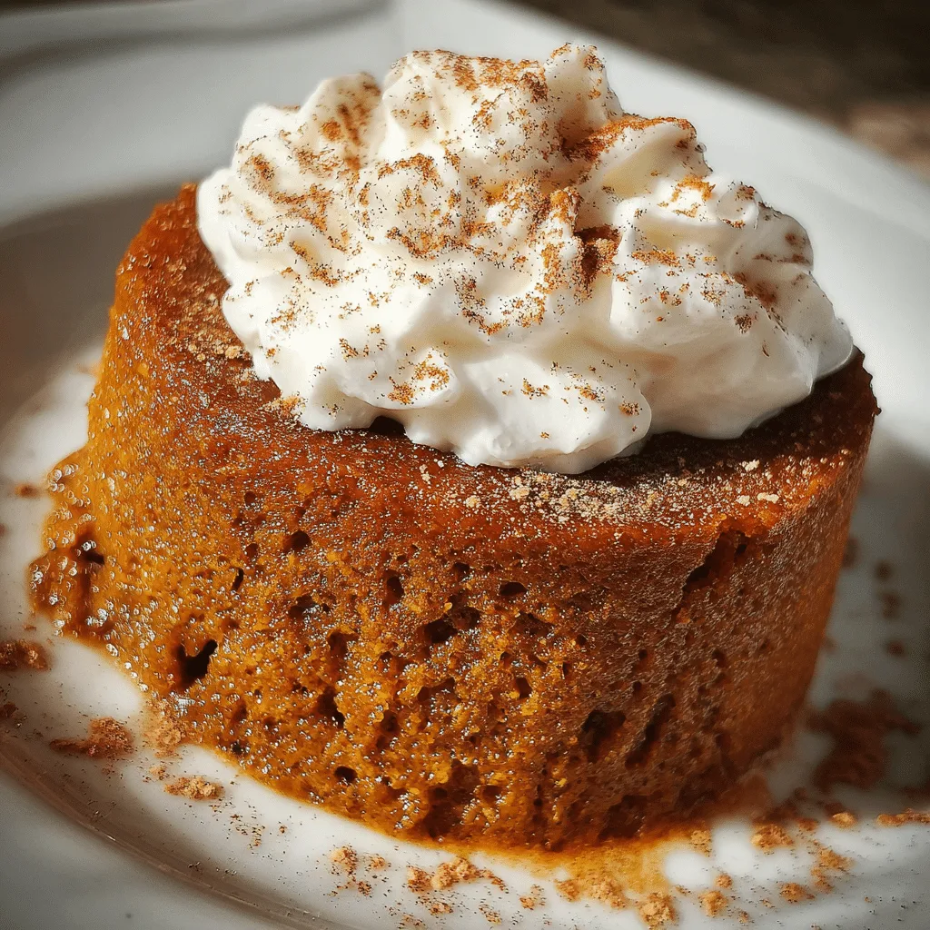 Pumpkin mug cake in a rustic mug with autumn decor