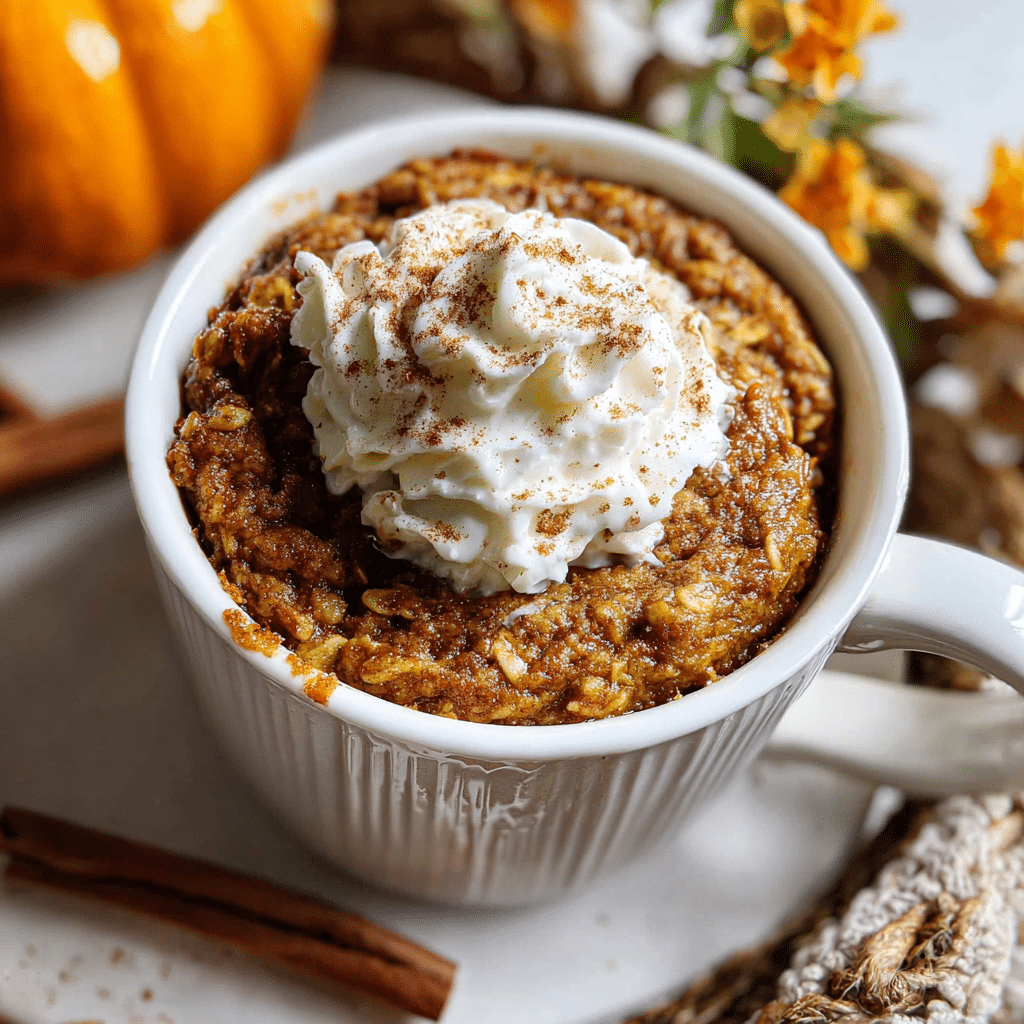 Soft Pumpkin Oatmeal Cookie in a Mug with Spoon