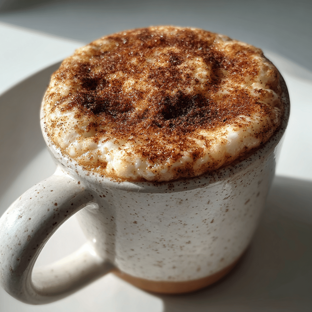 Sprinkling cinnamon sugar over Snickerdoodle Mug Cake batter