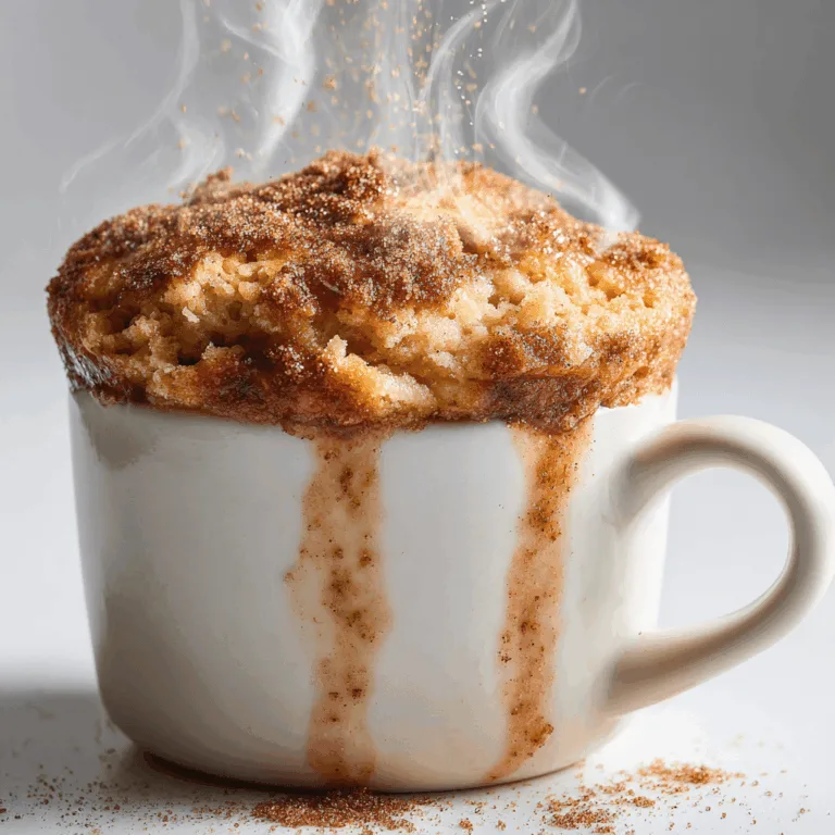 Snickerdoodle Mug Cake topped with whipped cream and cinnamon stick