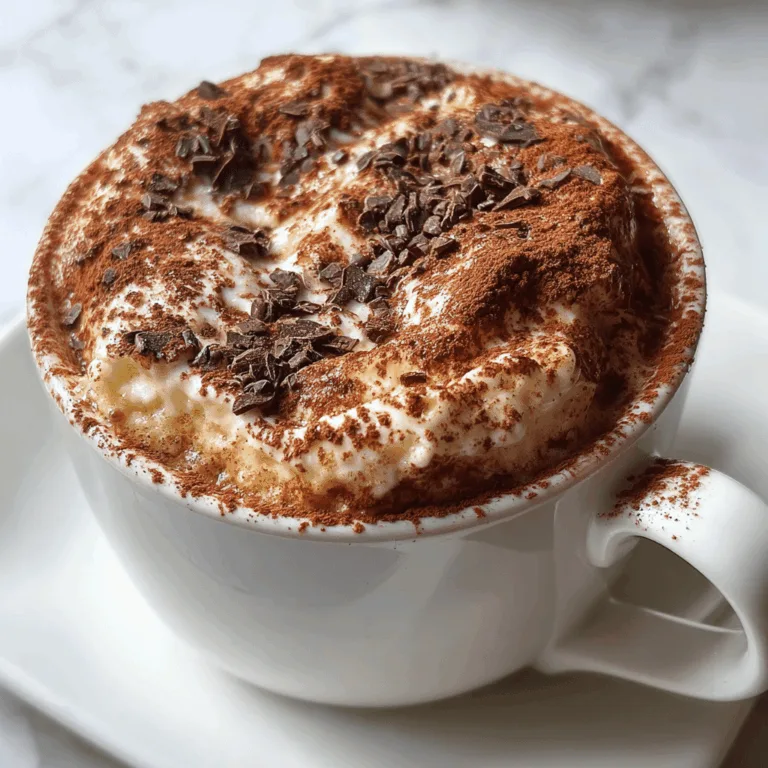 Tiramisu mug cake with a fork and steam rising