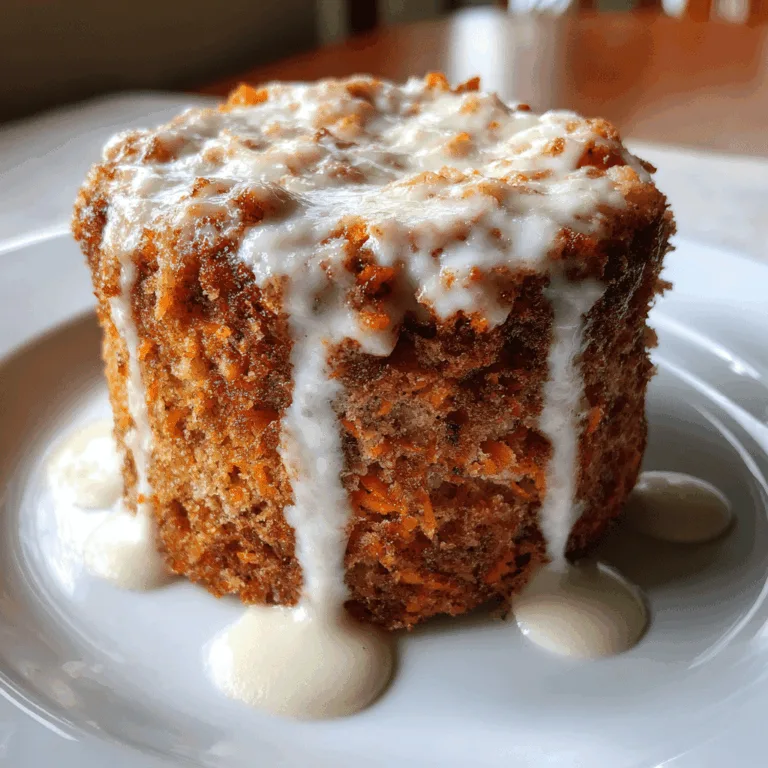 Warm cottage cheese carrot cake in a mug with fork