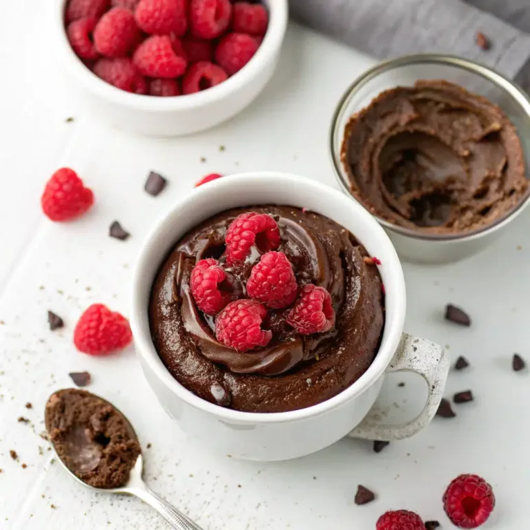 Chocolate Raspberry Mug Tart is rich, gooey, and fruity—ready