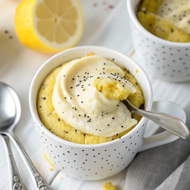 Keto Lemon Poppy Seed Mug Cake: 1-Minute Bliss