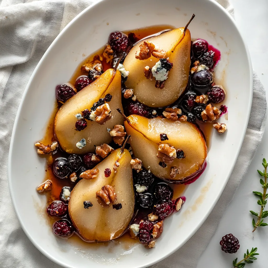 Delicious Baked Pears with Berries, Honey, Walnuts & Blue Cheese Recipe