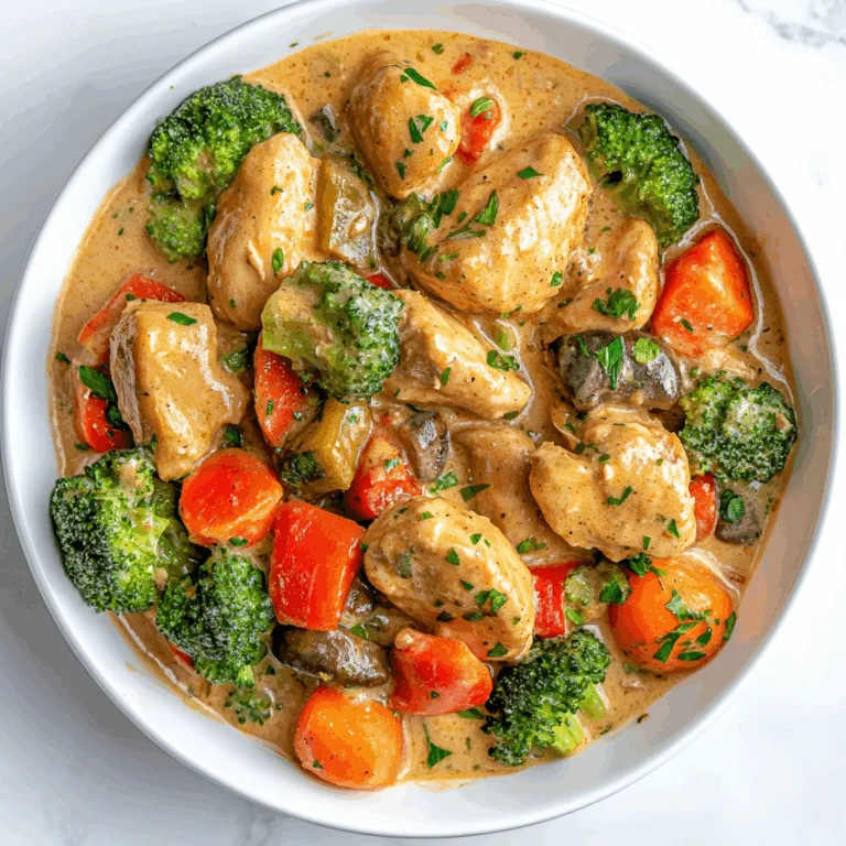 Creamy Garlic Chicken and Veggies in Crockpot | Easy Slow Cooker Recipe