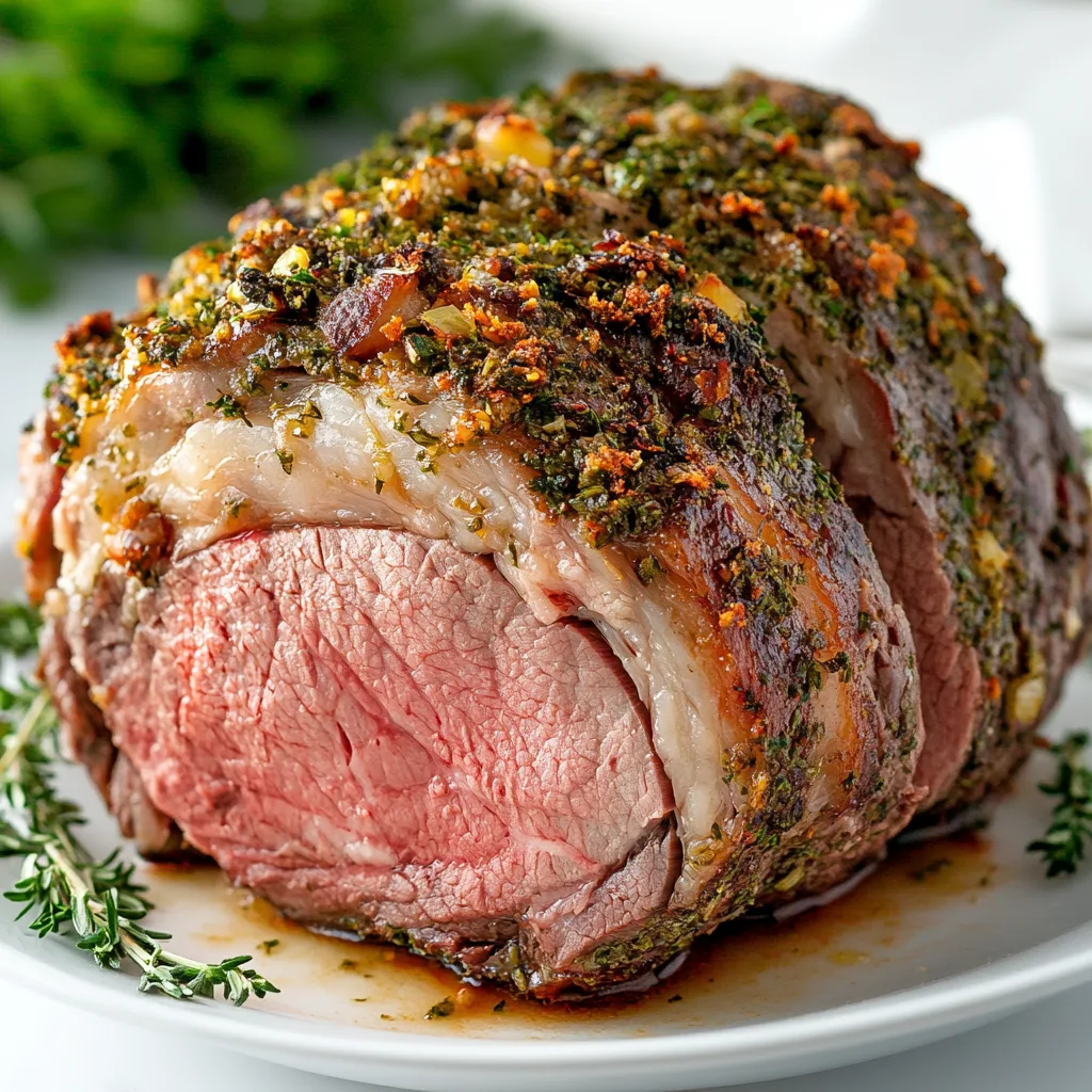 Herb-Crusted Prime Rib Roast Recipe | Juicy & Flavorful Holiday Roast