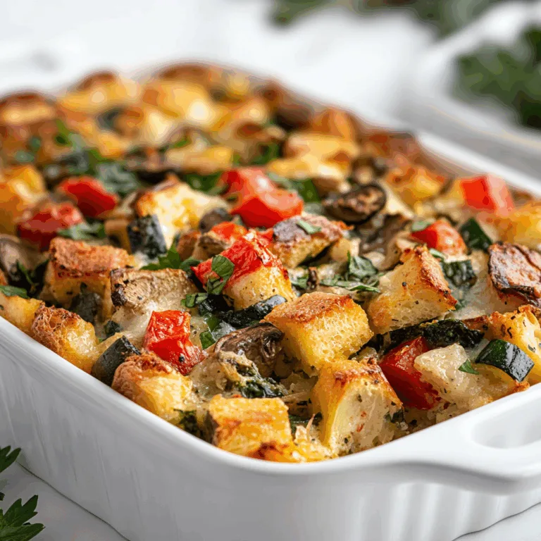 Holiday Red & Green Veggie Strata Recipe | Festive, Easy & Delicious Breakfast
