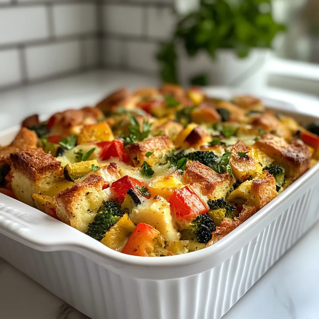 Holiday Red & Green Veggie Strata Recipe | Festive, Easy & Delicious Breakfast