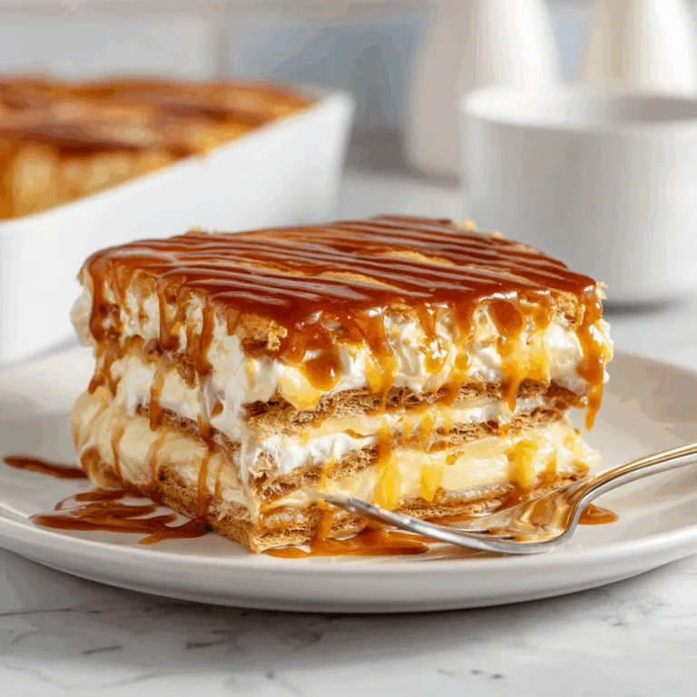 Irresistible Caramel Apple Éclair Cake Recipe – Delectable Fall Dessert