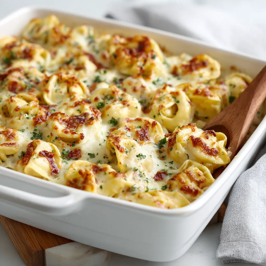 Delicious Alfredo Tortellini Bake Recipe | Creamy & Easy Pasta Casserole
