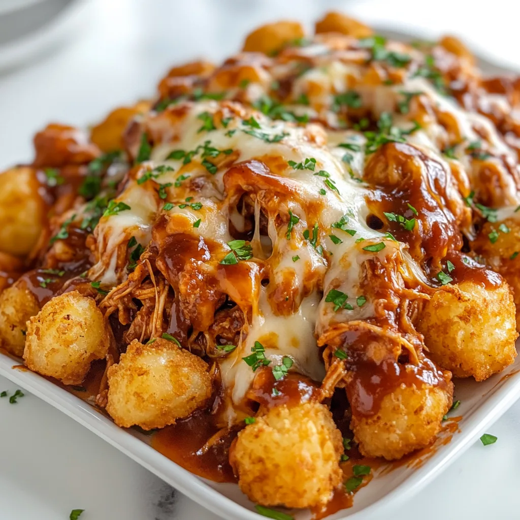 BBQ Pulled Chicken with Crispy Tater Tots & Melted Cheese | Easy & Delicious Recipe
