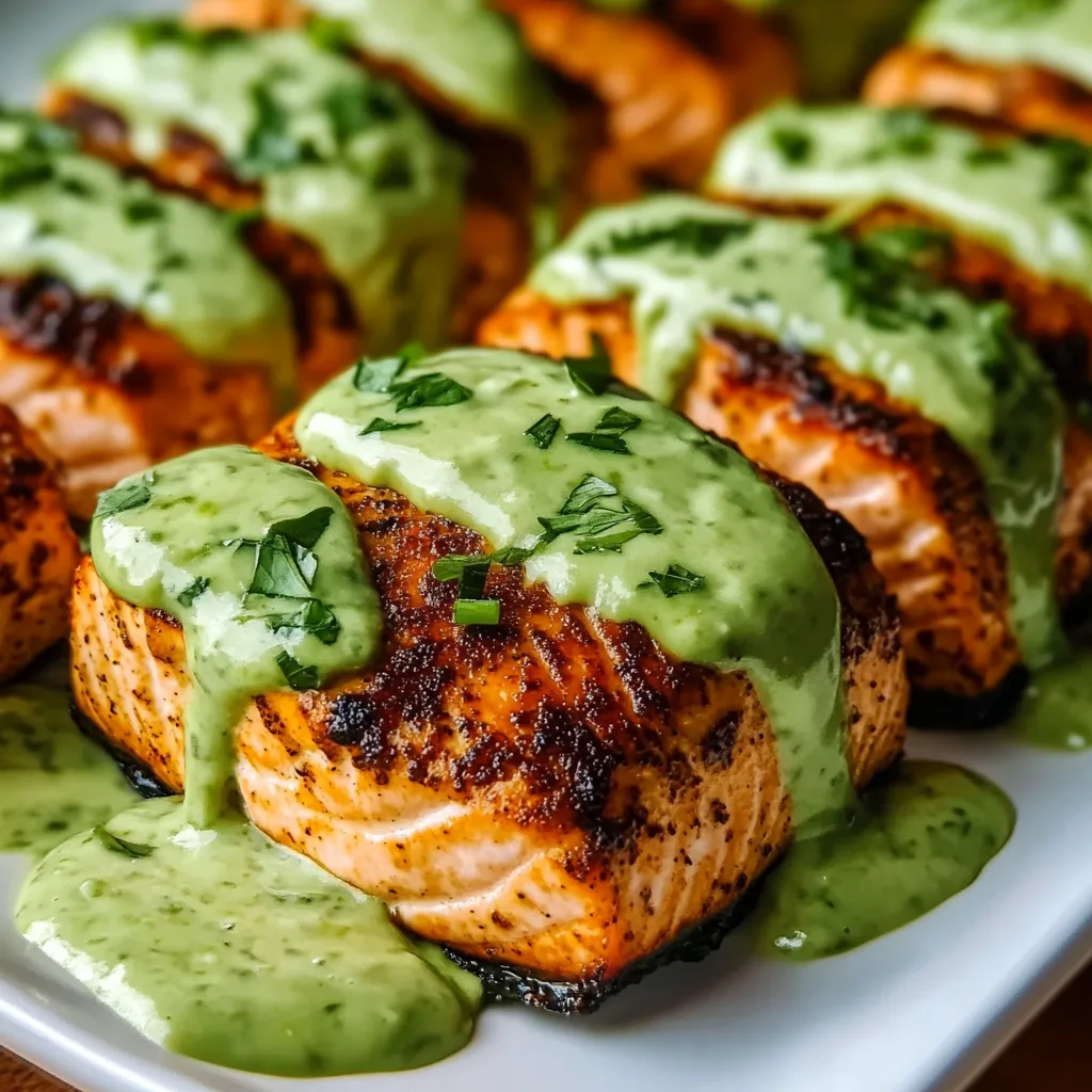 Baked Cajun Salmon with Creamy Avocado Lime Sauce | Easy, Healthy Recipe