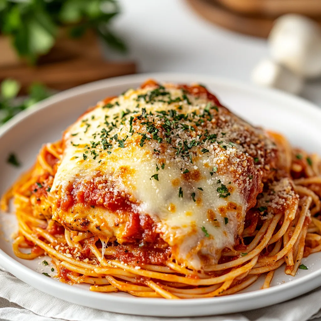Delicious Baked Chicken Parmesan with Spaghetti and Marinara Sauce Recipe