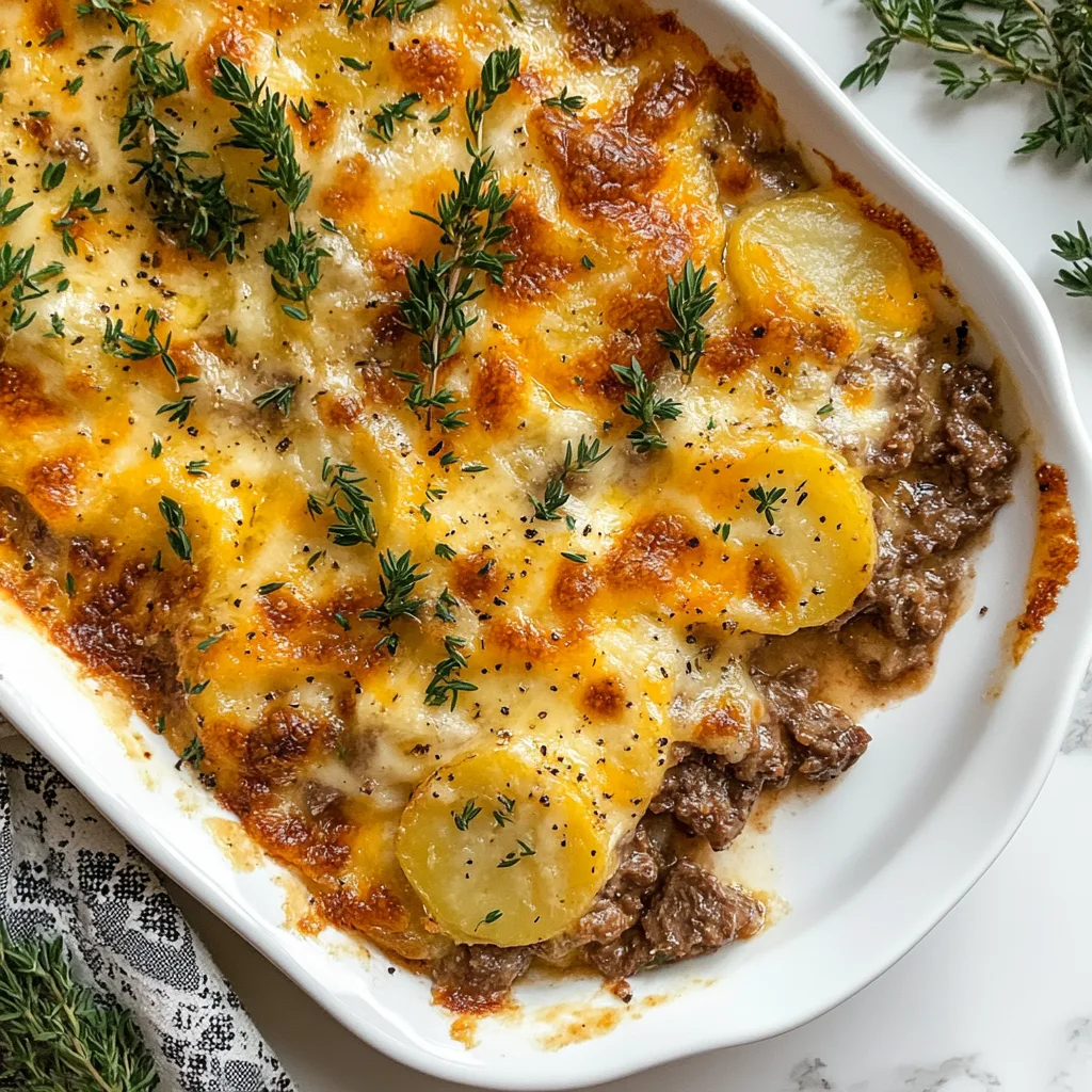 Cheesy Scalloped Potatoes and Beef Bake Recipe | Easy Comfort Food Meal