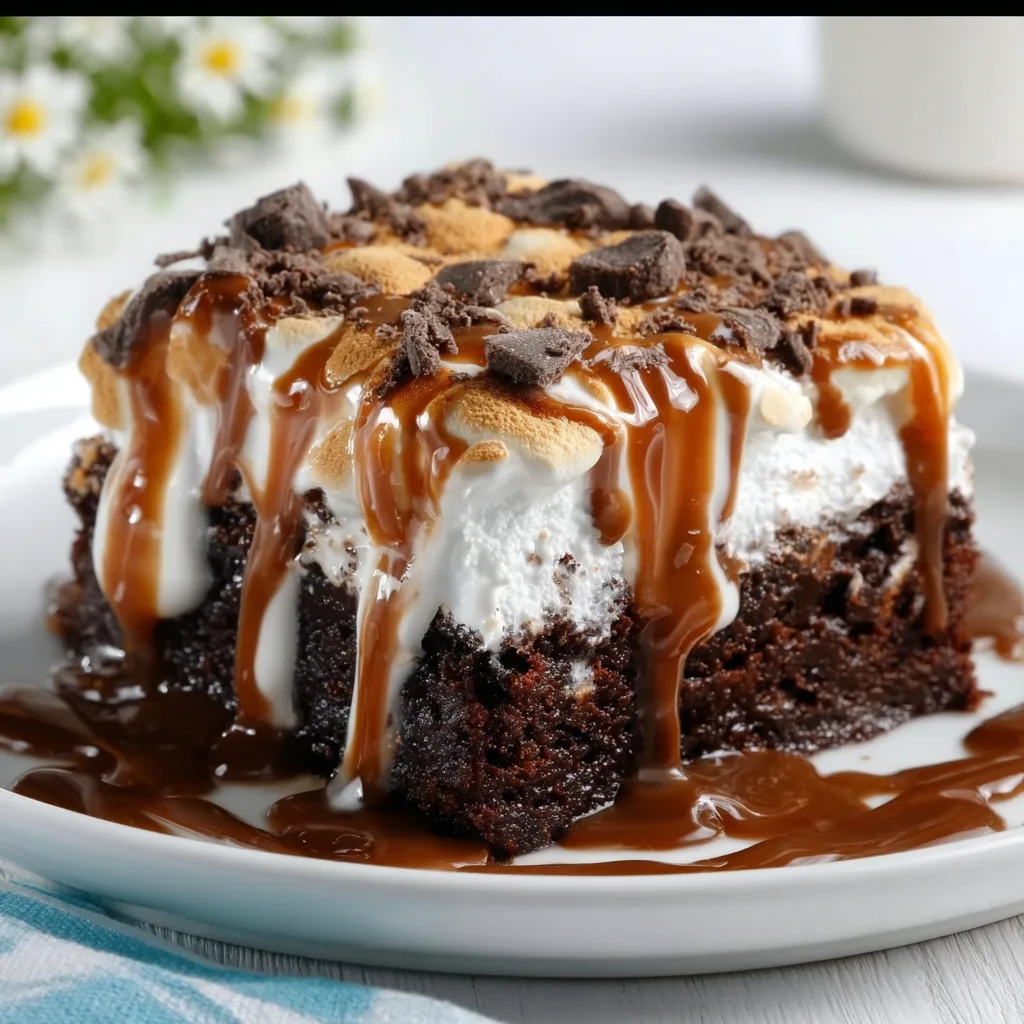 Delicious Chocolate Poke Cake with Marshmallow Topping – Easy & Creamy Dessert Recipe
