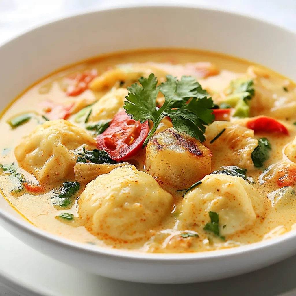 Delicious Coconut Curry Soup with Dumplings Recipe | Easy & Flavorful