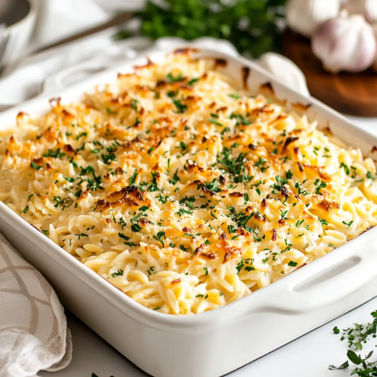 Creamy Cottage Cheese Baked Orzo with Roasted Garlic | Easy Comfort Food Recipe