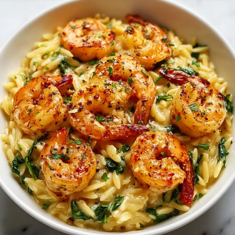 Creamy Garlic Orzo Tuscan Shrimp Recipe | Easy & Delicious Seafood Pasta