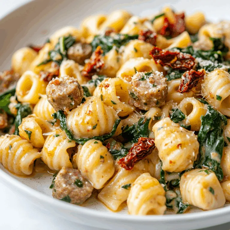 Creamy Tuscan Sausage Pasta with Spinach & Sun-Dried Tomatoes | Easy Italian Recipe