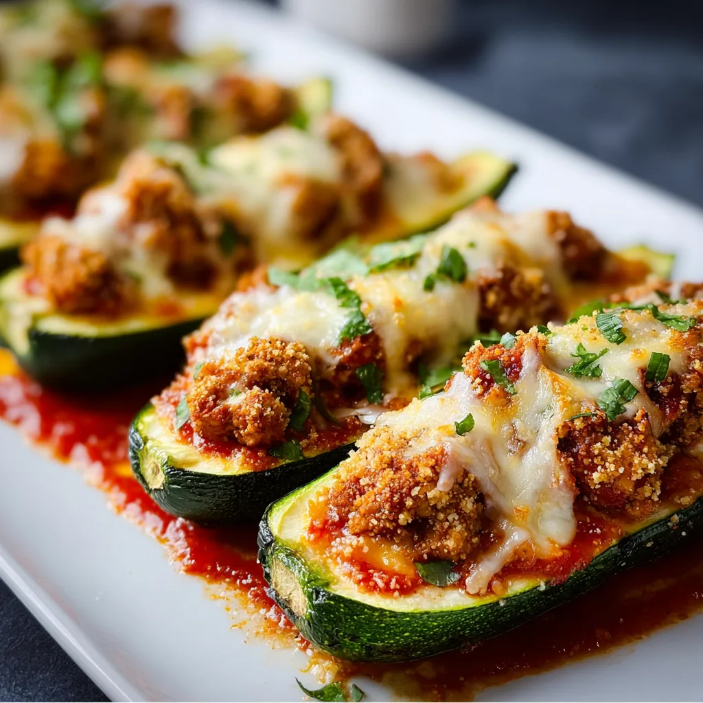 Crispy Chicken Parmesan Zucchini Boats | Easy Low-Carb Dinner Recipe