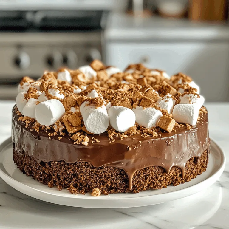 Crockpot S’mores Chocolate Cake with Gooey Marshmallows & Graham Cracker Crumble | Easy Slow Cooker Dessert
