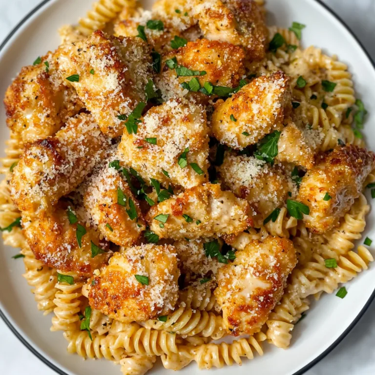 Garlic Parmesan Chicken Bites with Creamy Rotini | Easy Dinner Recipe