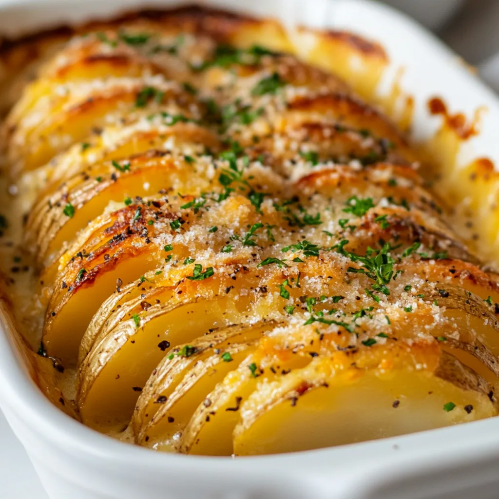 Crispy Hasselback Potato Gratin Recipe | Creamy & Cheesy Side Dish