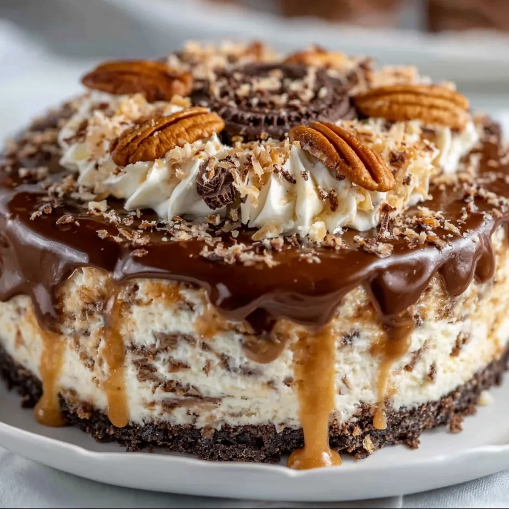 No-Bake German Chocolate Cheesecake Recipe | Easy & Delicious Dessert