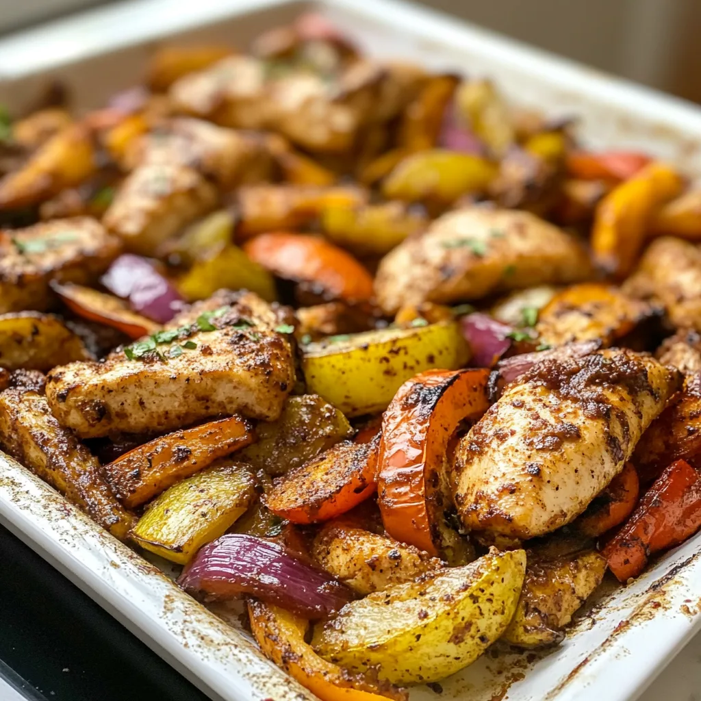 Sheet Pan Fajita Chicken with Charred Vegetables | Easy Healthy Dinner Recipe